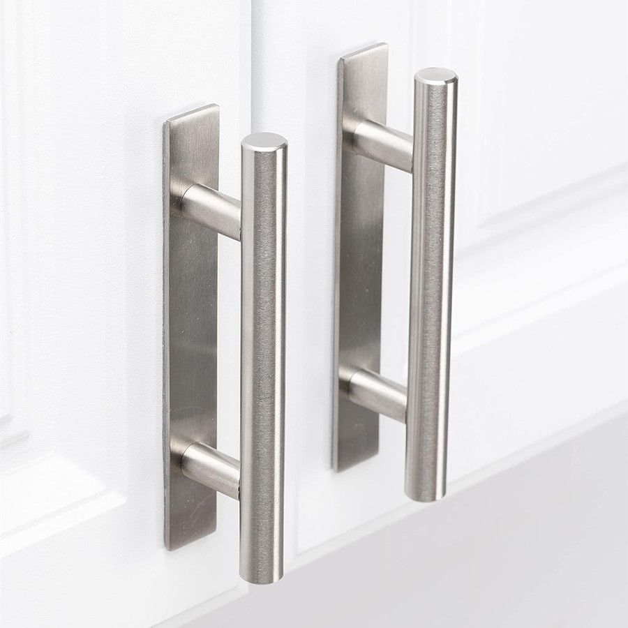 Furniture Rotating Hardware - 1-teiliger schwarz-silberner Aufklebergriff aus Edelstahl für