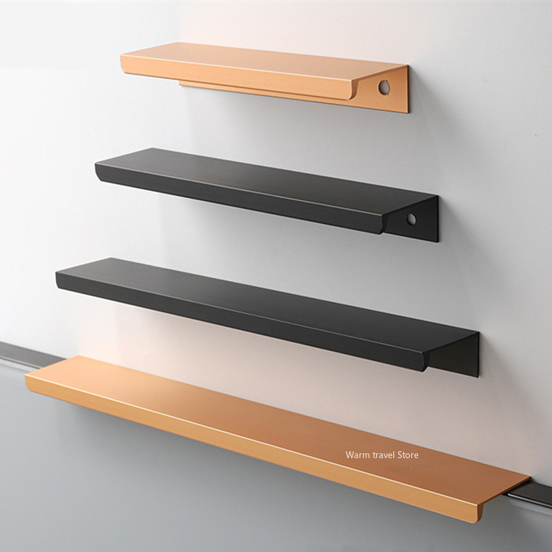 Furniture Rotating Hardware - Verlängerte Schubladengriffe, Türkanten-Griffe in Schwarz-Gold, Kleiderschrank-Schubladengriffe