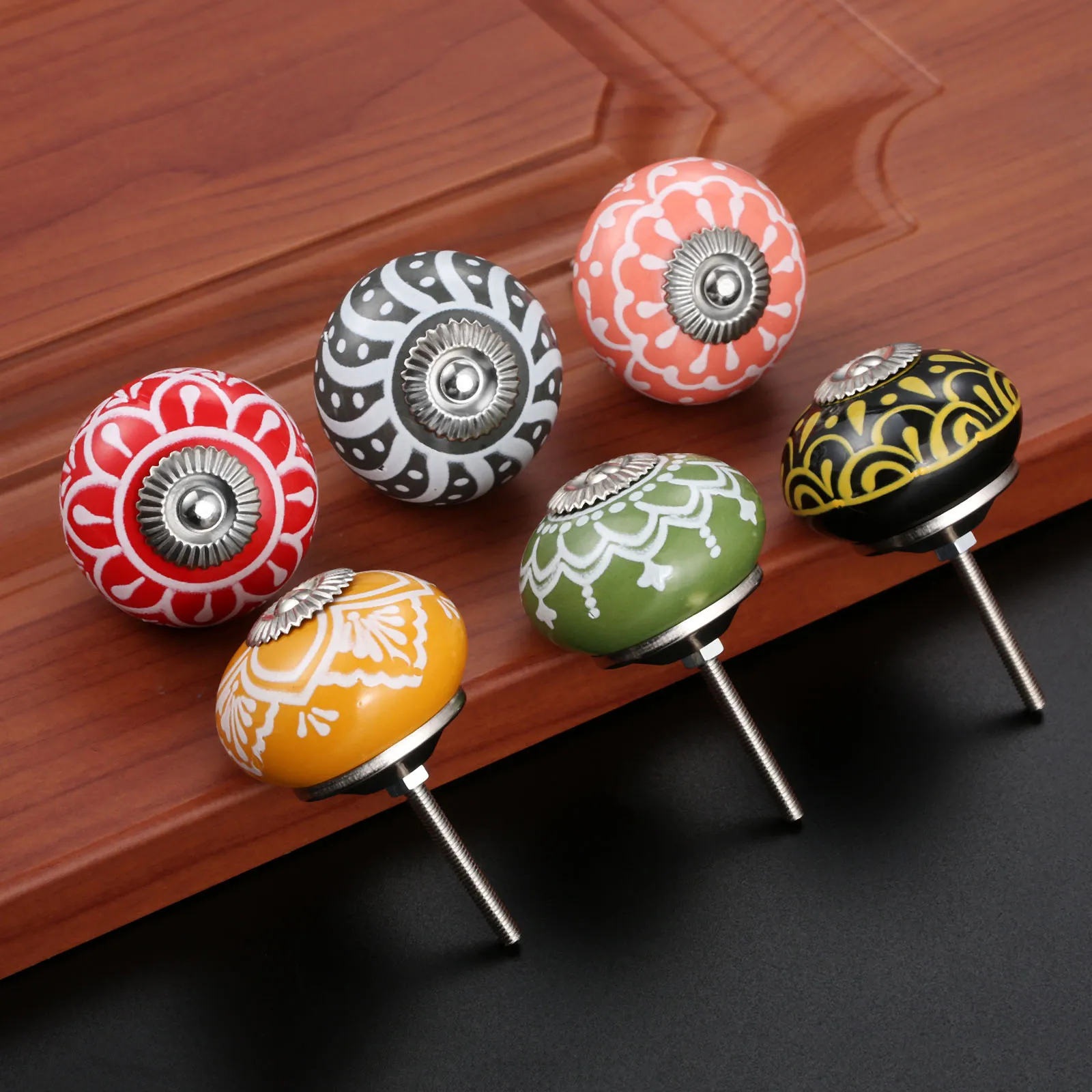 Cabinet Knob Round - 40mm Vintage Floral Drucke Keramik Griff