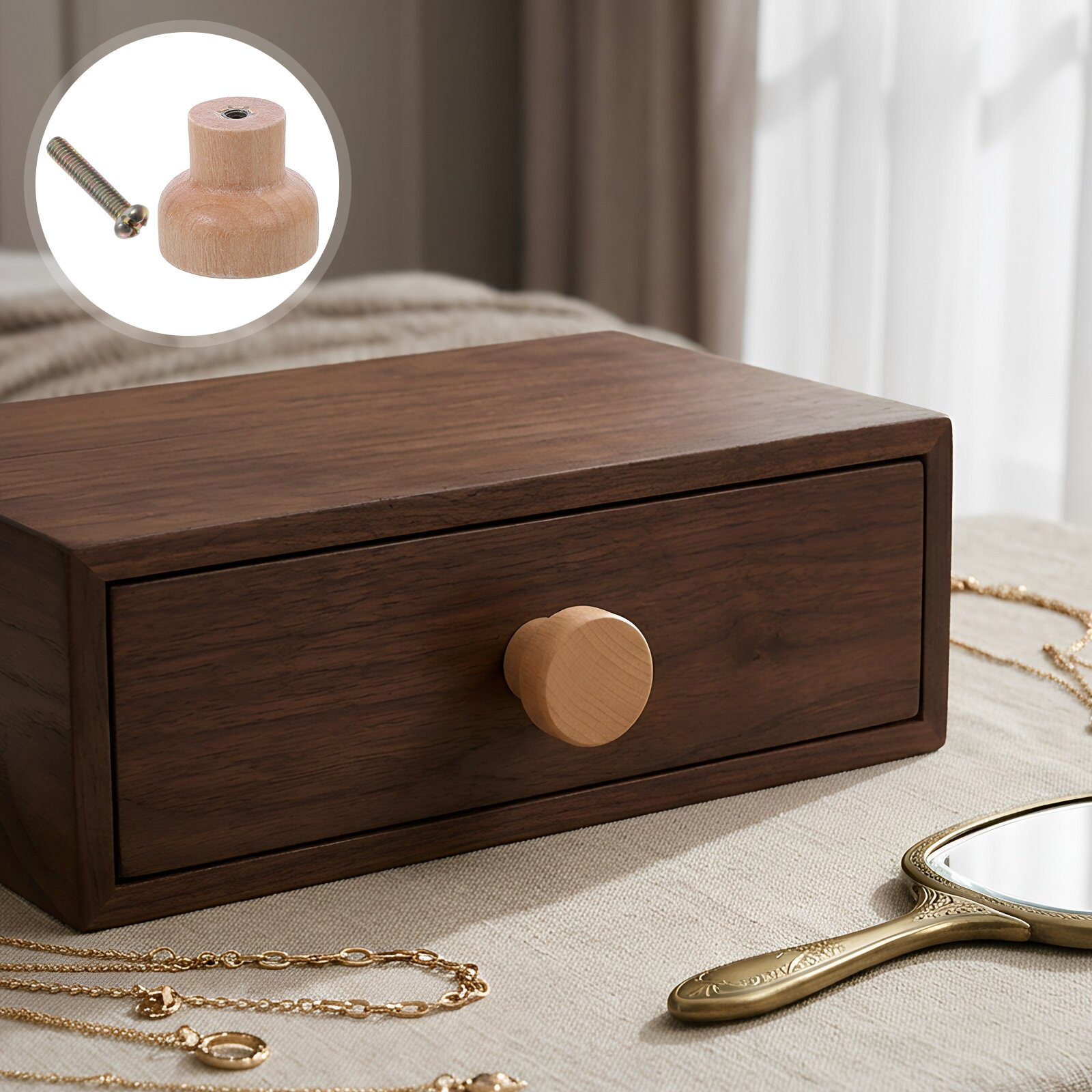 Cabinet Knob Round - 30 Stück Kleine Runde Holzschubladenknöpfe aus