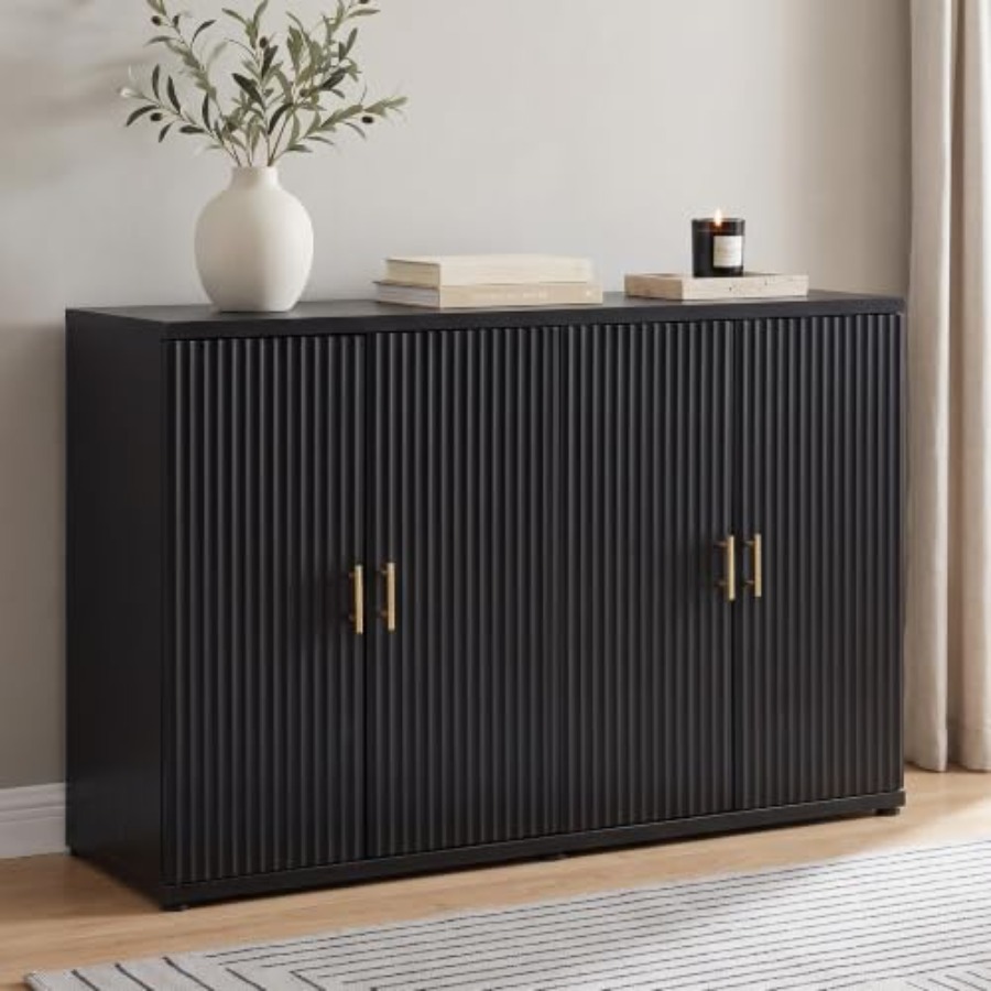 Soft Close Hinge - 47,3 W Modernes Sideboard mit Rillenmuster